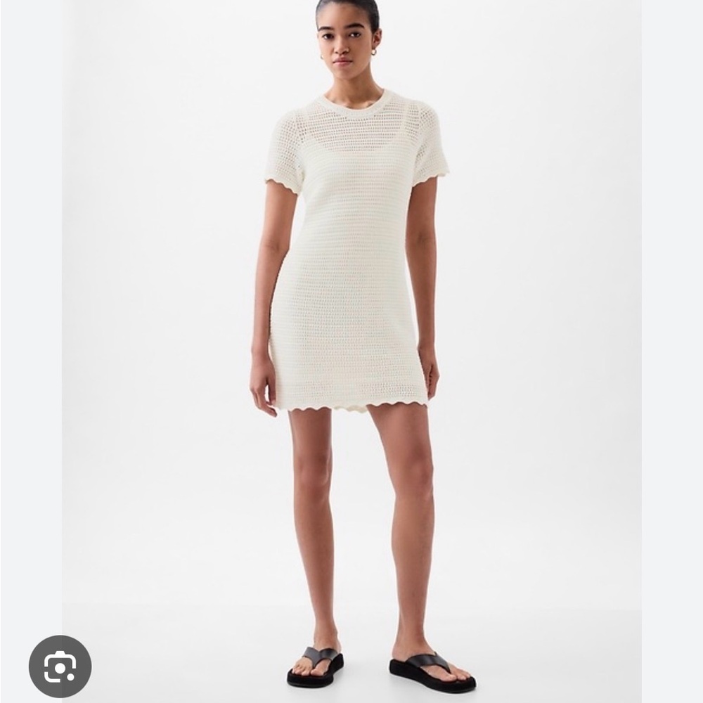 GAP Ivory Knit/Crochet Mini Dress